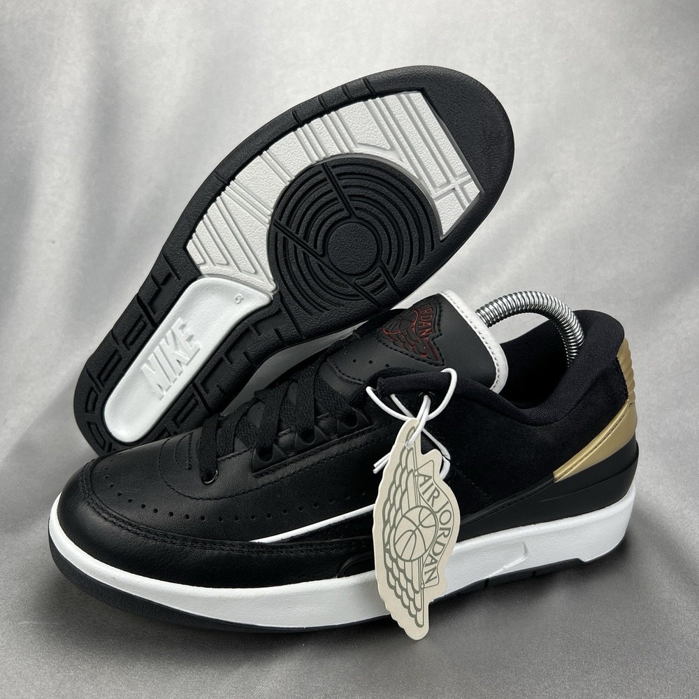 NIKE Air Jordan 2‎ Retro Low Black / Metallic Gold Women's 7.5 (DX4401-001) NEW